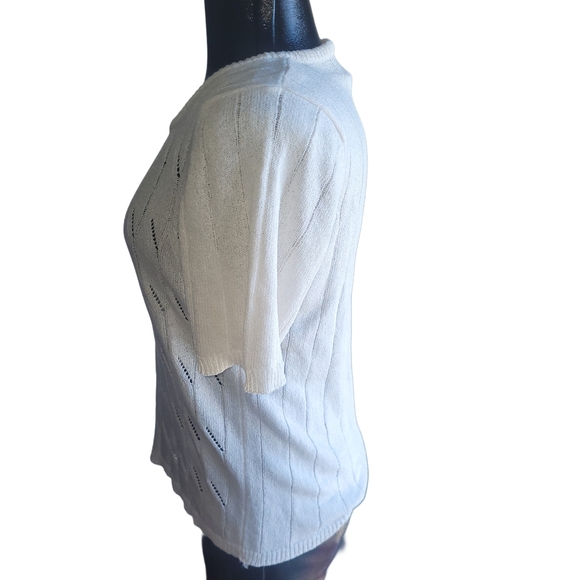 Tradition White Knit Short Sleeve Sweater Sz.12 - Picture 4 of 6